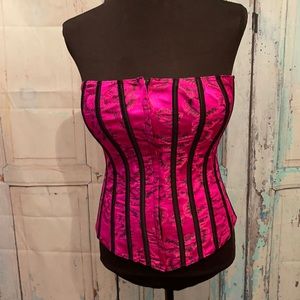 NWOT- TESA FUCHSIA/BLACK BROCADE CORSET SZ 34